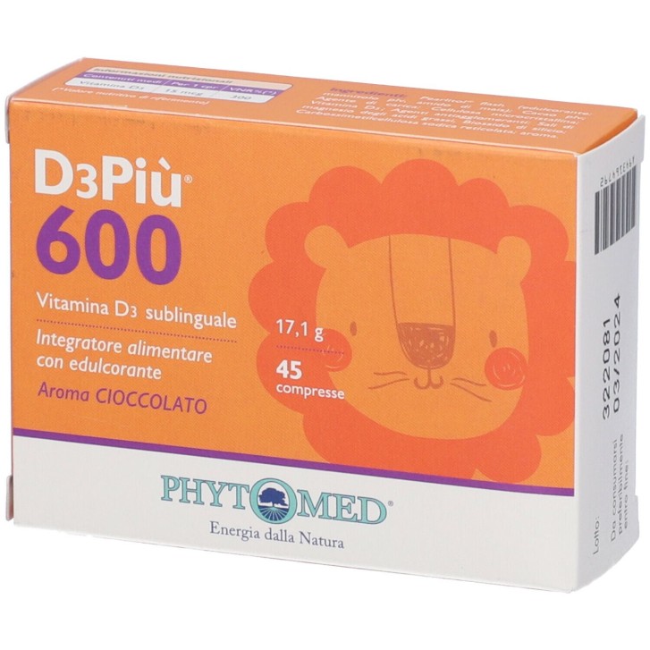 D3 Pi&ugrave; 600 45 Compresse Sublinguali - Integratore di Vitamina D3