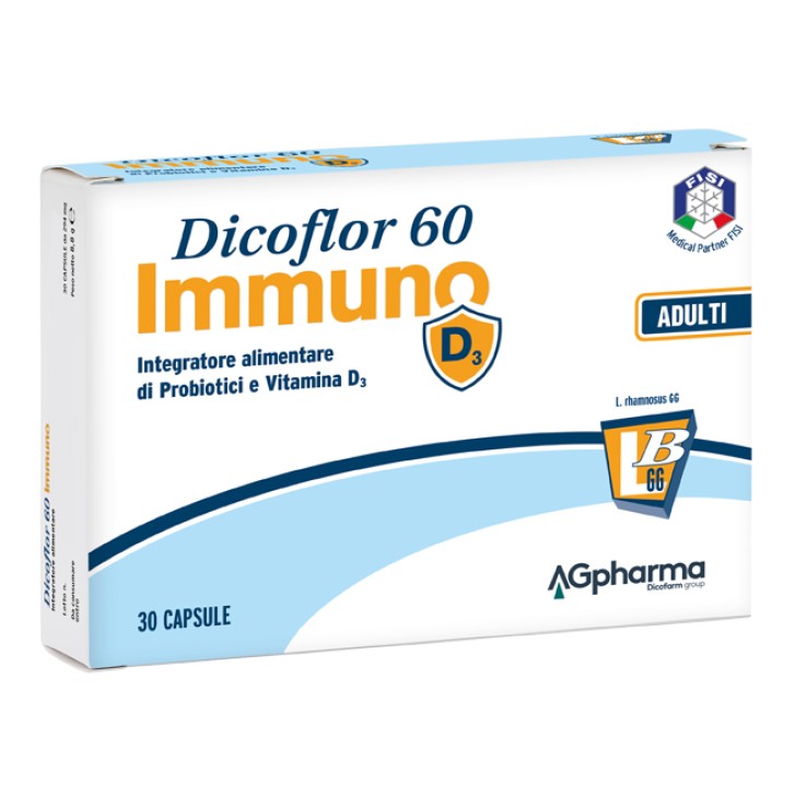 Dicoflor 60 Immuno 30 Capsule - Integratore Vitamina D e Probiotici