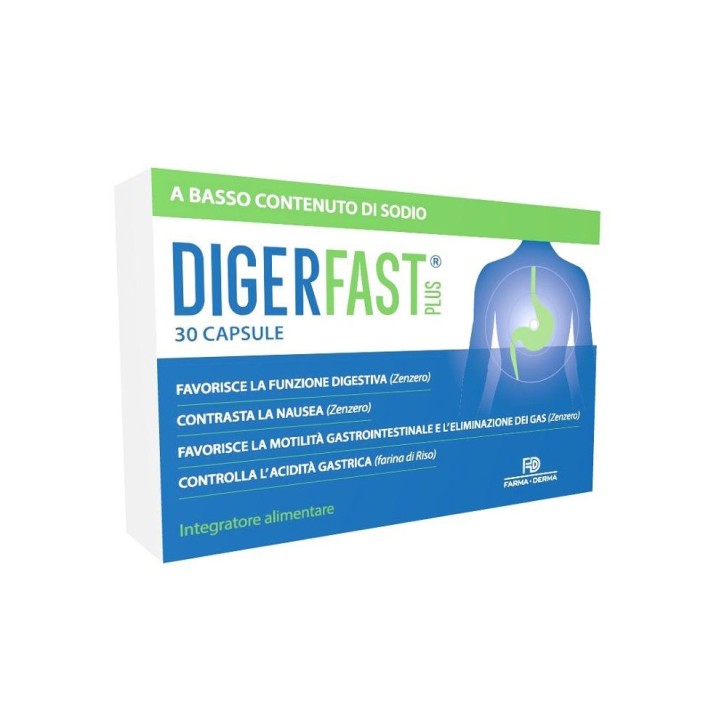 Digerfast Plus 30 Capsule - Integratore Benessere Digestivo e Antinausea