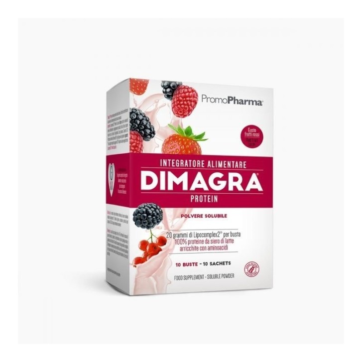 Dimagra Protein Frutti Rossi 10 Buste PromoPharma - Integratore Alimentare