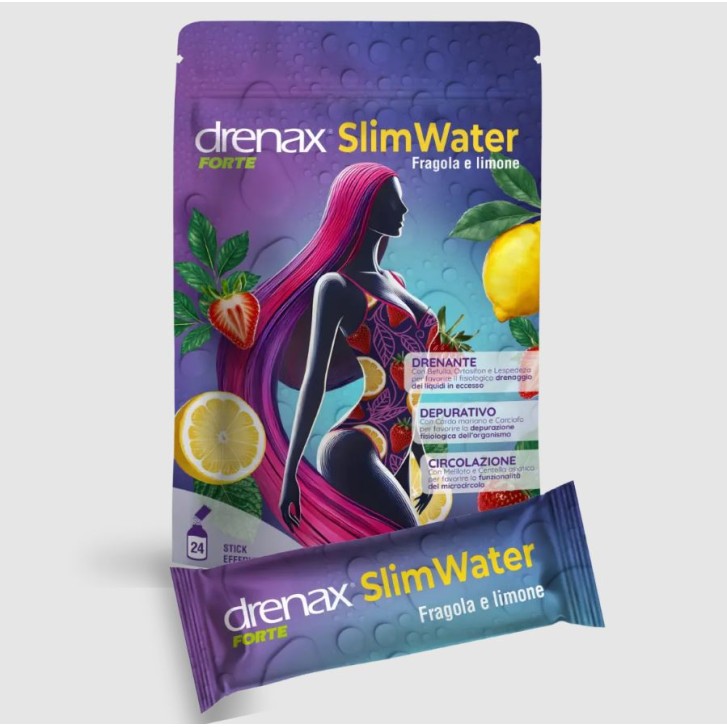 Drenax Forte Slim Water Fragola Limone 24 stick - Integratore Drenante