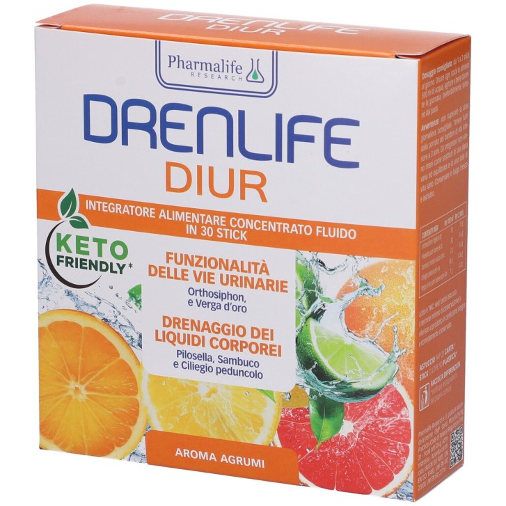 Drenlife Diur 30 Stick - Integratore per Drenaggio dei Liquidi e Vie Urinarie