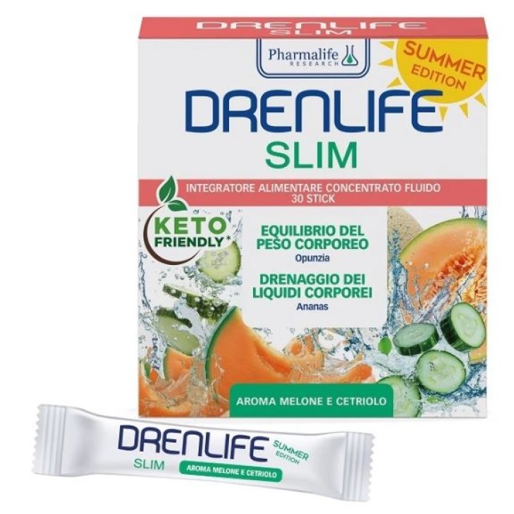 Drenlife Slim Summer Edition 30 Stick - Integratore per Drenaggio e Controllo del Peso