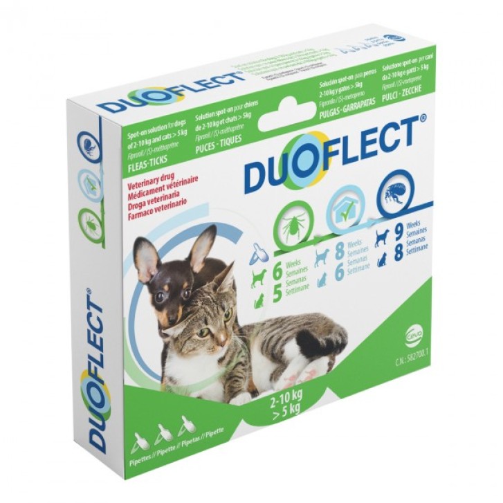 Duoflect Spot-On Antiparassitario Cani 2-5 Kg e Gatti < 5 Kg 3 Pipette Monodose
