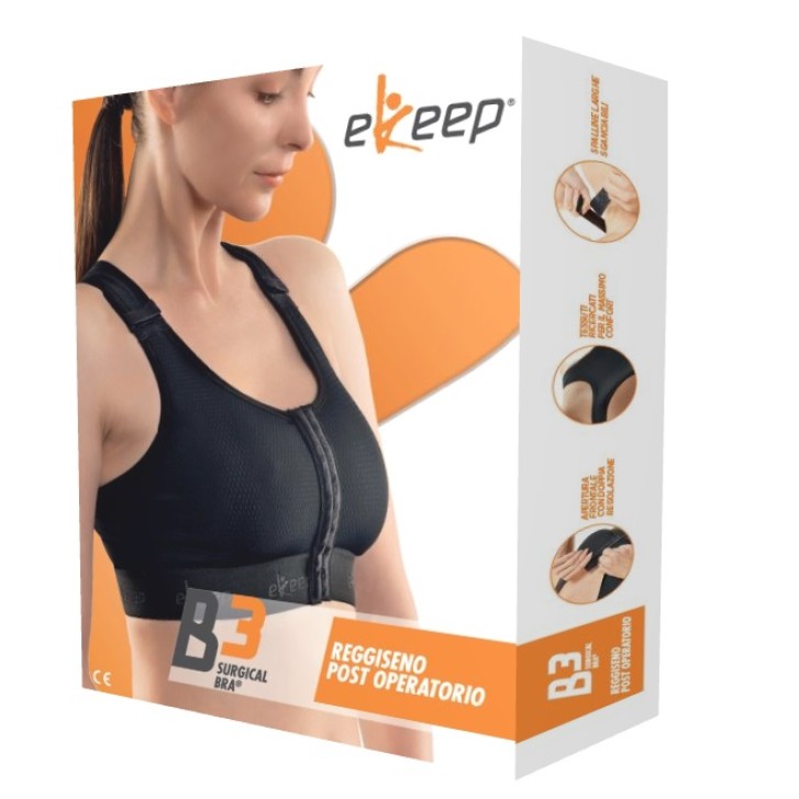 Ekeep B3 Reggiseno Post-Operatorio Nero Misura 4
