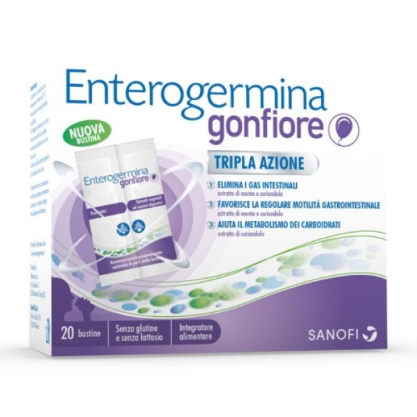 Enterogermina Gonfiore 20 Bustine - Integratore per Gonfiore e Funzionalita Intestinale