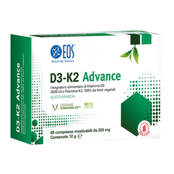 Eos D3-K2 Advance 60 Compresse Masticabili - Integratore per le Ossa