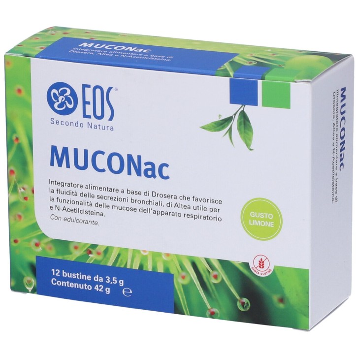 EOS Muconac Limone 12 Bustine - Integratore Benessere Vie Respiratorie