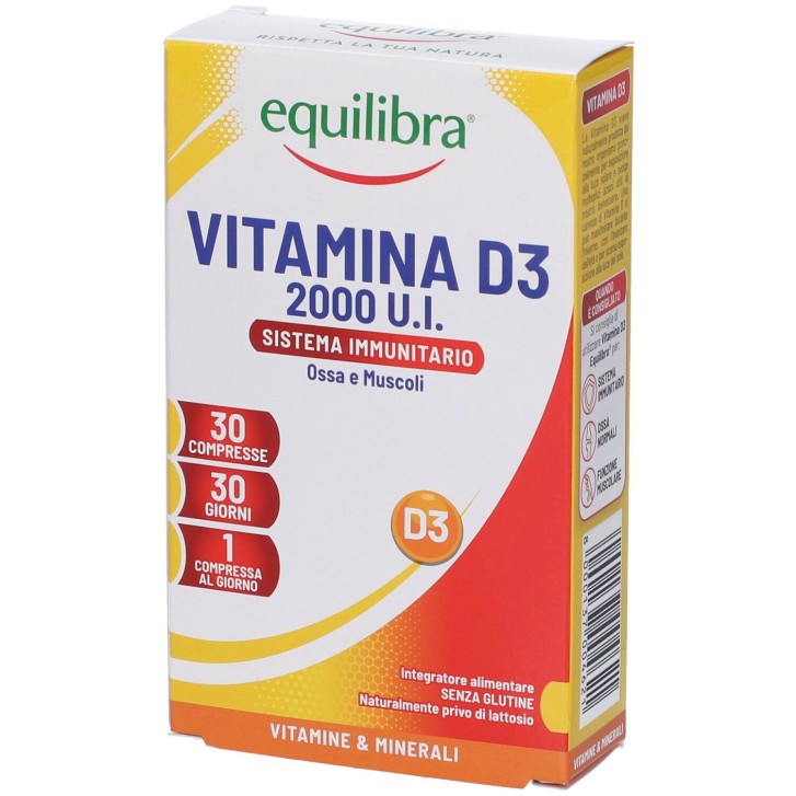 Equilibra Vitamina D3 2000 UI 30 Compresse - Integratore per le Difese Immunitarie