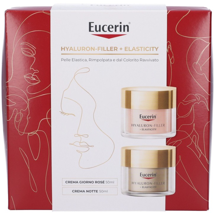 Eucerin Xmas Cofanetto Hyaluron Filler+Elasticity Crema Giorno Rosè e Crema Notte