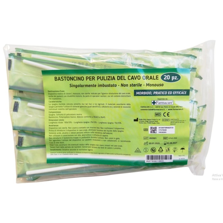 Farmacare Bastoncino Pulizia Cavo Orale 20 pezzi