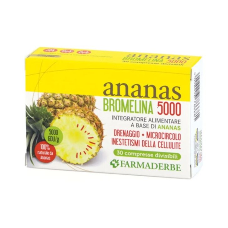 Ananas Bromelina 5000 Farmaderbe 30 compresse - Integratore Drenante