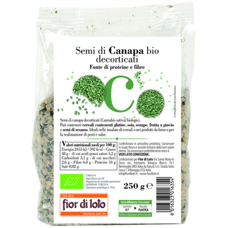 Fior di Loto Semi di Canapa Decorticati Biologici 250 g
