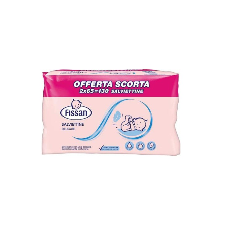 Fissan Salviette Delicate Detergenti Bipack 65 Pezzi