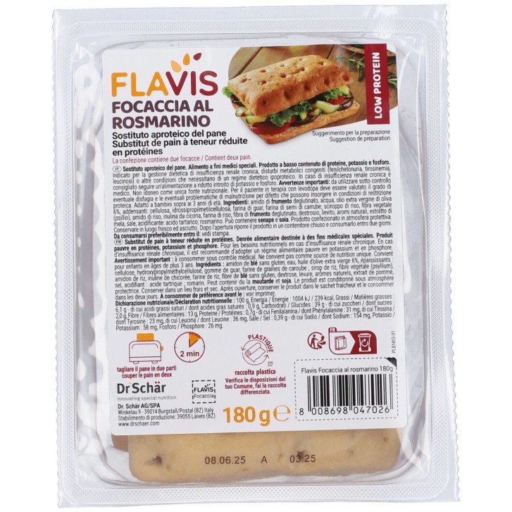 Flavis Focaccia Rosmarino Aproteica 2x90 grammi