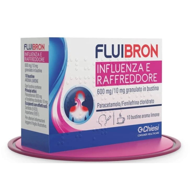 Fluibron Influenza e Raffreddore Paracetamolo Gusto Limone 10 bustine