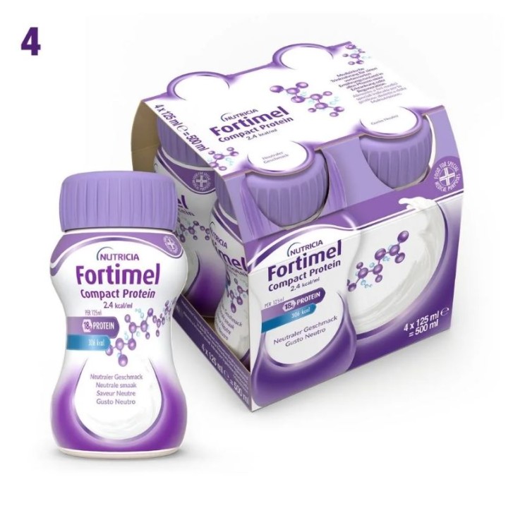 Fortimel Compact Protein Neutro 4 x 125 ml - Alimento a Fini Medici Speciali