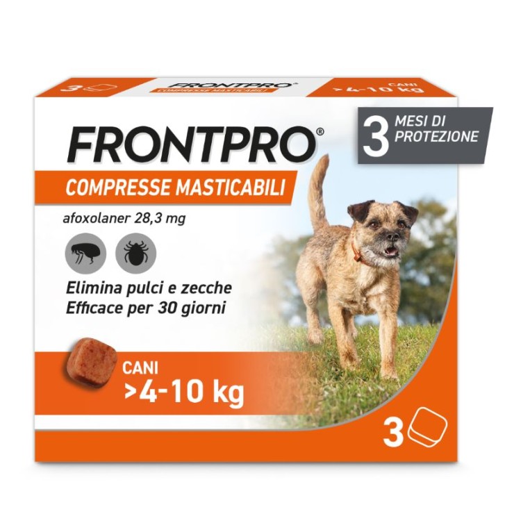 Frontpro Contro Pulci E Zecche 3 Compresse Masticabili Per Cani 4-10 Kg 28,3 mg