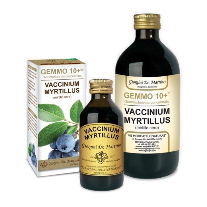 Gemmo 10+ Mirtillo Nero Liquido Analcolico Dr. Giorgini 100 ml - Integratore Alimentare