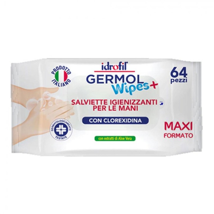 Germol Wipes+ Salviette Igienizzanti Mani 64 pezzi