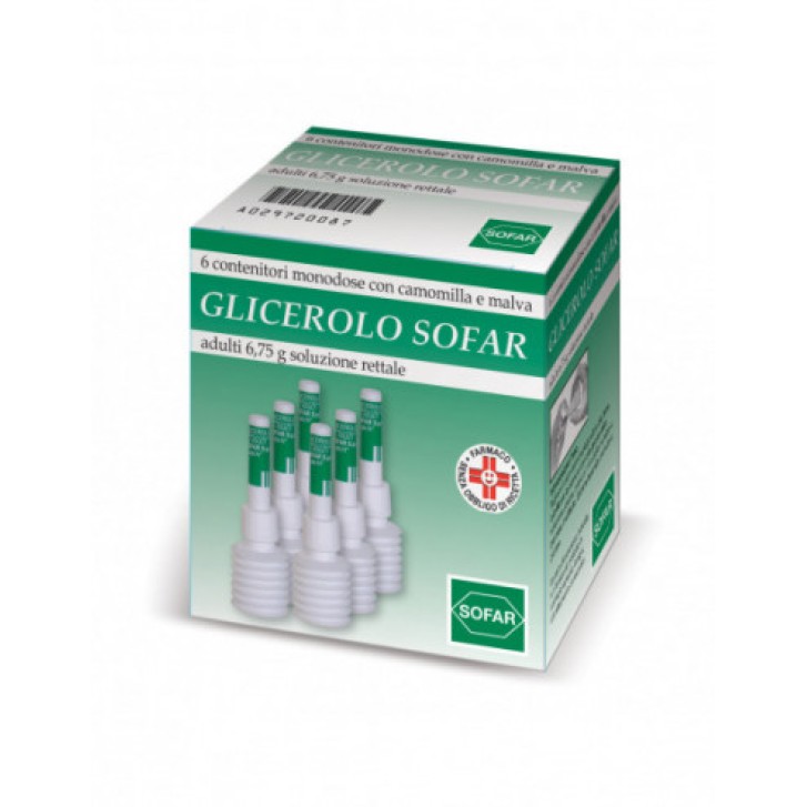 Glicerolo Sofar Adulti 6,75 G Soluzione Rettale 6 Contenitori Monodose Con Camomilla E Malva