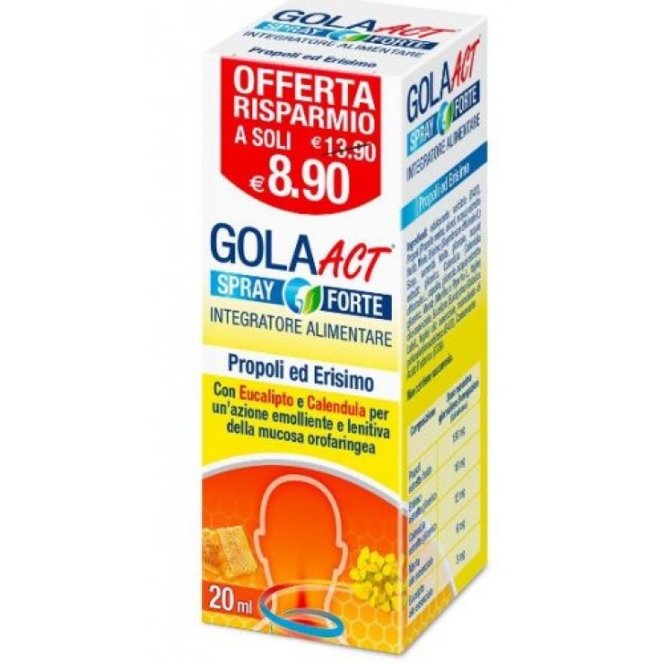 Gola Act Spray Forte 20 ml - Integratore Benessere Gola a base di Propoli ed Erisimo
