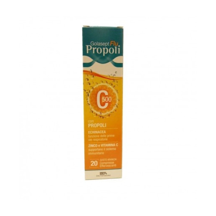 Golasept Flu Propoli 20 Compresse Effervescenti - Integratore Alimentare Vitamina C 500