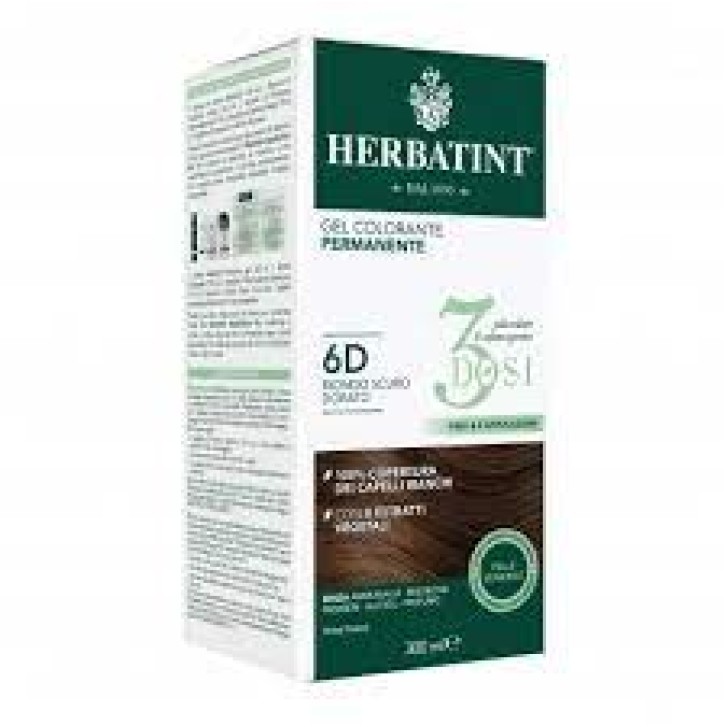 Herbatint Tintura per Capelli Gel Permanente 3 Dosi 6D Biondo Scuro Dorato 300 ml