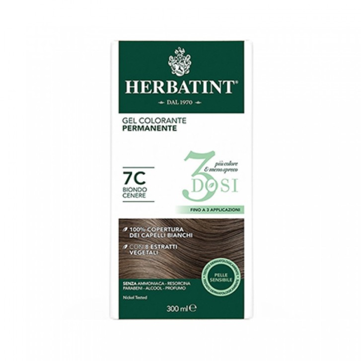 Herbatint Tintura per Capelli Gel Permanente 3 Dosi 7C Biondo Cenere 300 ml