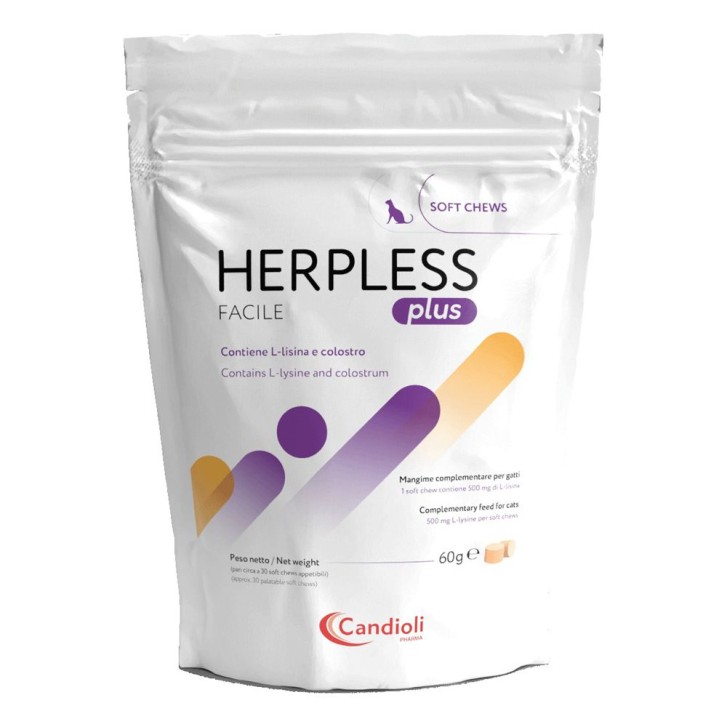 Herpless Plus Facile Gatti 30 Soft Chews - Mangime Complementare Difese Immunitarie Gatti