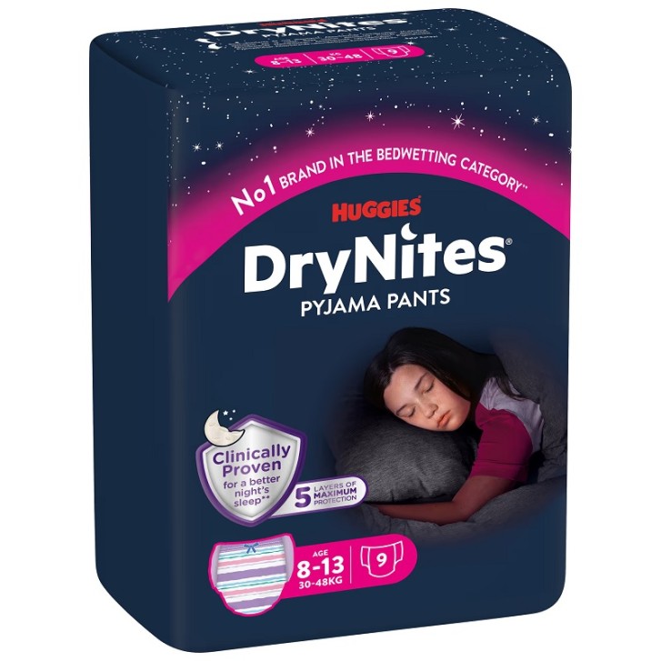 Huggies Drynites Girl Pannolini Large Bambina 30-48 Kg 9 pezzi