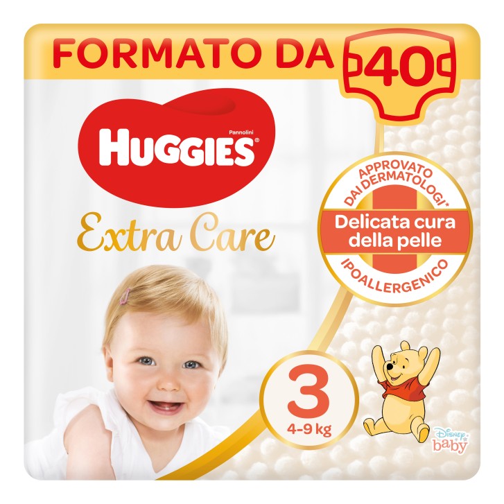 Huggies Extra Care Pannolini Mutandina Taglia 3 (4/9Kg) 40 pezzi