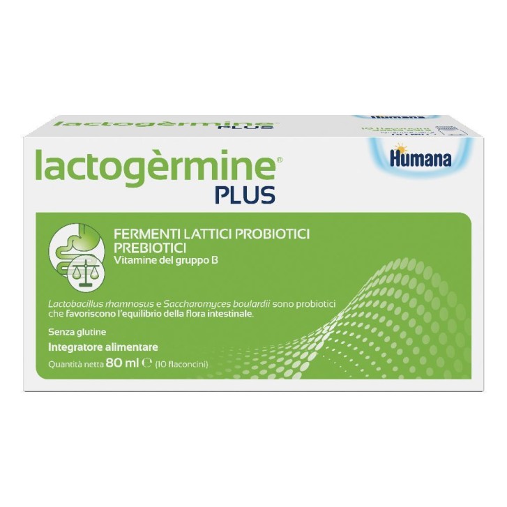 Humana Lactog&egrave;rmine Plus 10 Flaconcini - Integratore Equilibrio Flora Intestinale scadenza 04/27