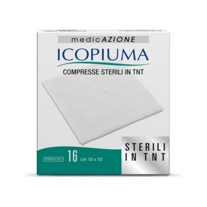 Icopiuma Compresse Adesive di Garza Sterili in TNT 10 x 10 cm 16 pezzi
