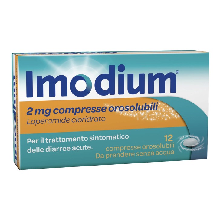 Imodium 2 mg Loperamide Cloridrato Diarrea 12 Compresse Orosolubili