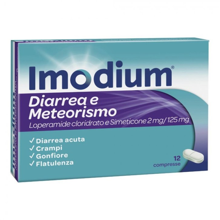 Imodium Diarrea e Meteorismo Loperamide 12 compresse