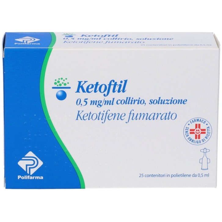 Ketoftil Collirio 0,5 mg/ml Ketotifene 25 Fiale 0,5 ml