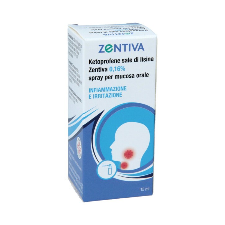 Ketoprofene Sale di Lisina Zentiva 0,16% Spray per Mucosa Orale 15 ml