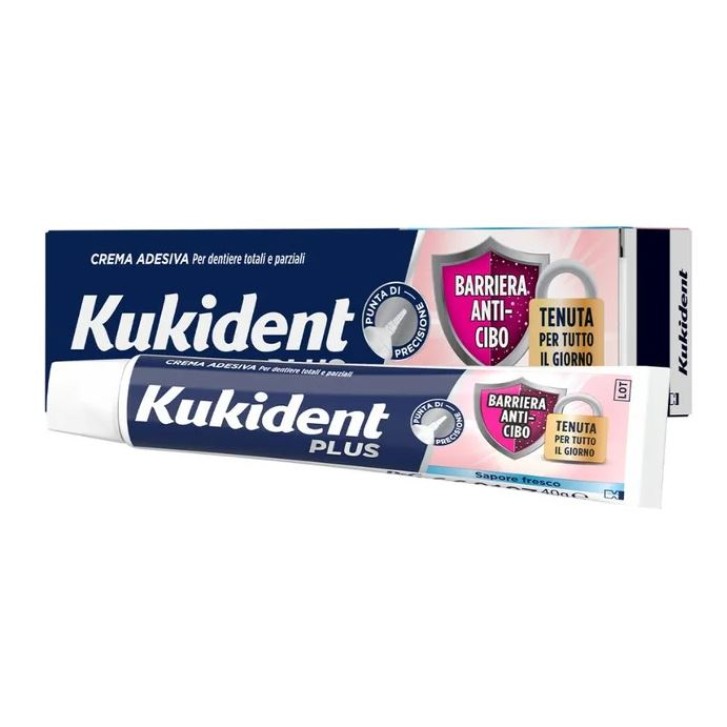 Kukident Plus Crema Adesiva Barriera Cibo gusto Fresco 57 grammi