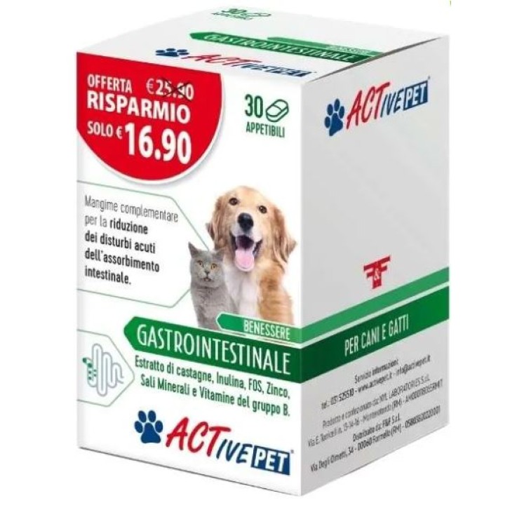 Active Pet Gastrointestinale 30 Compresse - Integratore per cani e gatti