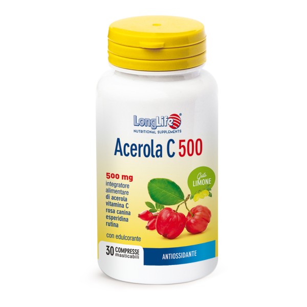 Longlife Acerola C 500 Limone 30 Compresse - Integratore Sistema Immunitario