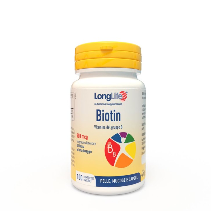 Longlife Biotin 900 mcg 100 compresse - Integratore Vitamina B Complex