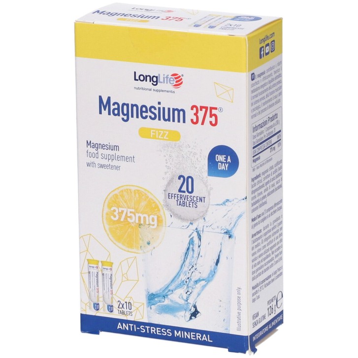 LongLife Magnesium 375 Fizz 20 Compresse - Integratore Magnesio e Stanchezza