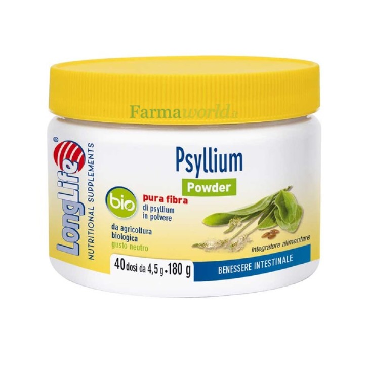 Longlife Psyllium Bio Polvere 180 grammi - Integratore Alimentare Benessere Intestinale