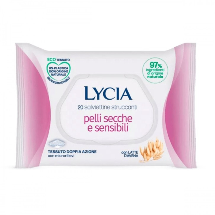 Lycia Salviettine Struccanti Pelli Secche e Sensibili 20 Pezzi