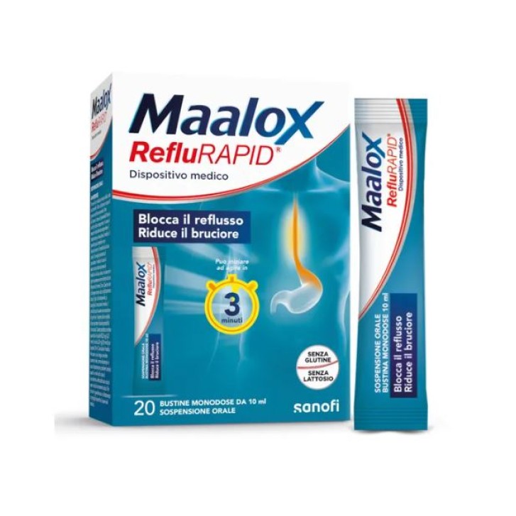 Maalox Reflurapid 20 Bustine - Dispositivo Medico per Reflusso e Bruciore