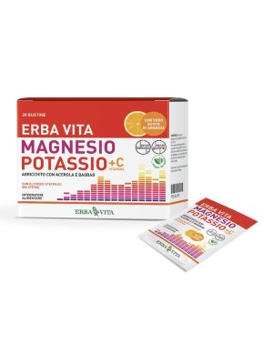Erba Vita Magnesio e Potassio + Vitamina C 20 Bustine - Integratore Multivitaminico e Sali Minerali