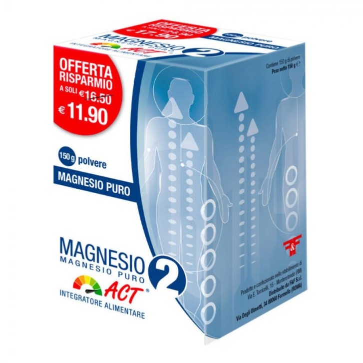 Magnesio Puro 2 Act Polvere 150 grammi - Integratore Alimentare