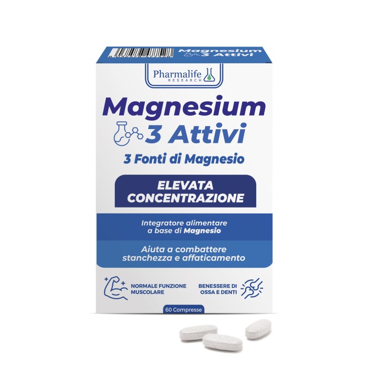 Pharmalife Magnesium 3 Attivi 60 Compresse - Integratore di Magnesio