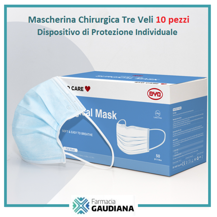 Mascherina Chirurgica DPI Tre Veli Protezione Civile - confezione da 10 pezzi